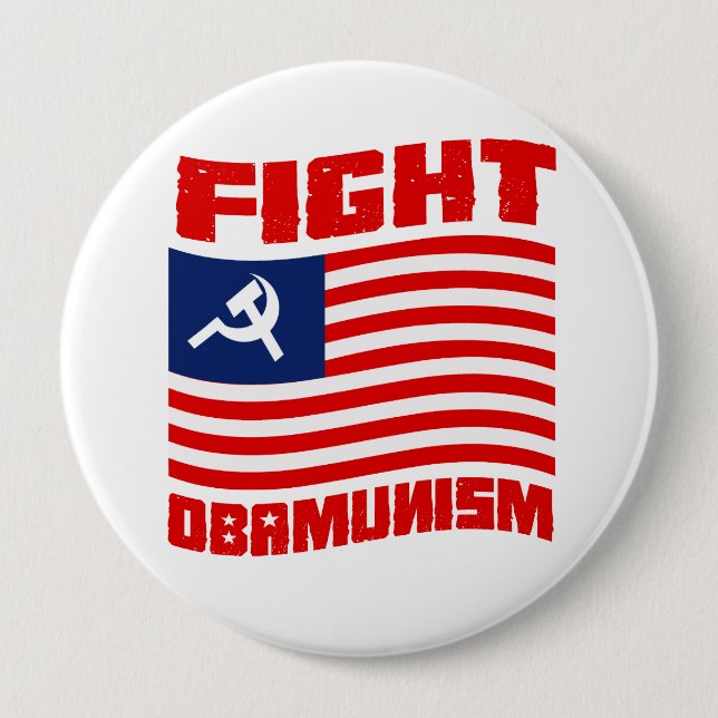 Fight Obamunism red Pinback Button (Front)