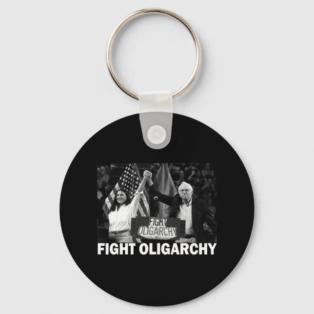 Fight Oligarchy Bernie Sanders And Aoc Freedom Us  Keychain (Front)