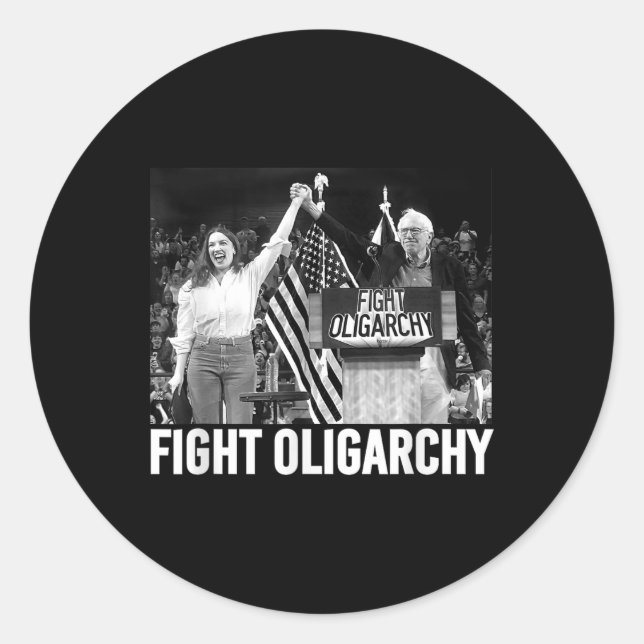 Fight Oligarchy, Protest And Resist With Bernie Sa Classic Round Sticker (Front)
