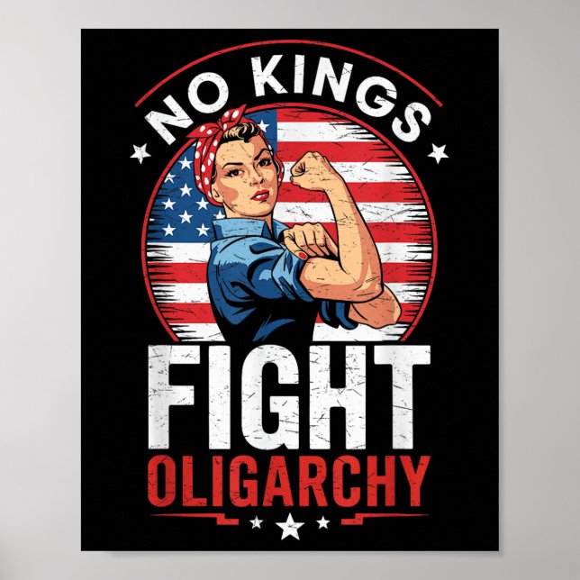 Fight Oligarchy Protest Sign Democracy No Kings In (Front)