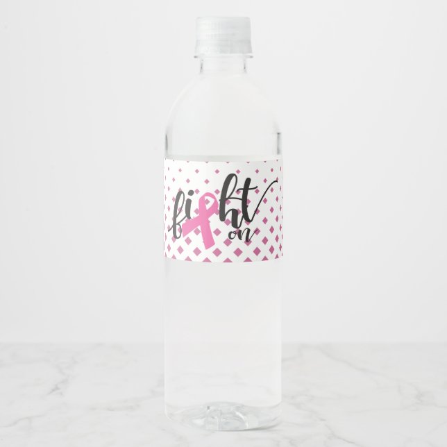Fight On - Cancer Awareness Water Bottle Label (Front)