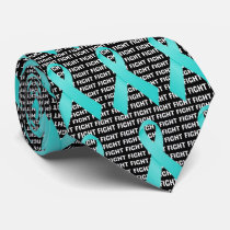 Fight Ovarian Cancer Teal Ribbon Neck Tie