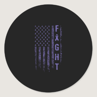 Fight Pancreatic American Flag Cancer Awareness Classic Round Sticker