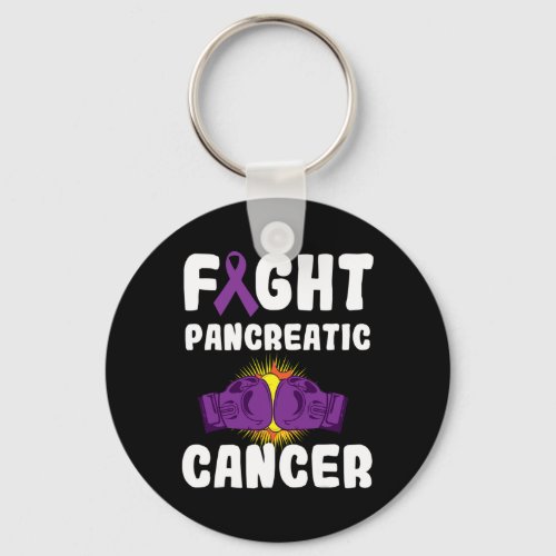 Fight Pancreatic Cancer Awareness Fighter Purple R Keychain