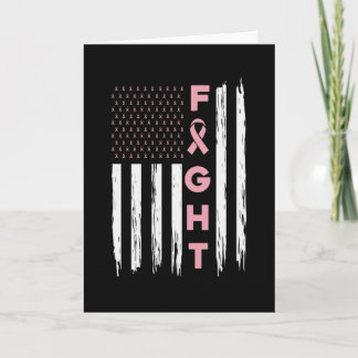 Fight Pink American Flag Breast Cancer Awareness Card