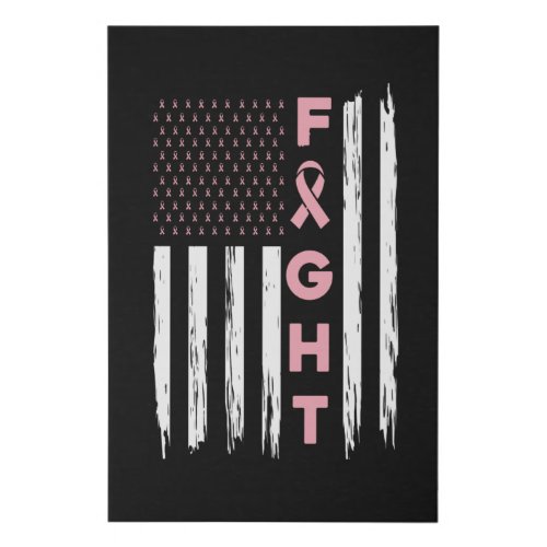 Fight Pink American Flag Breast Cancer Awareness Faux Canvas Print