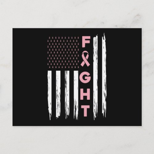 Fight Pink American Flag Breast Cancer Awareness Postcard