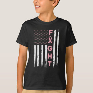 Fight Pink American Flag Breast Cancer Awareness T-Shirt