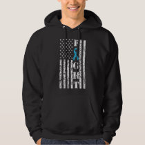 Fight Prostate Cancer Blue Ribbon Distressed USA F Hoodie