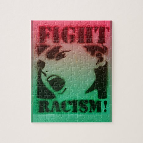 Fight Racism in Red Black and Green Jigsaw Puzzle