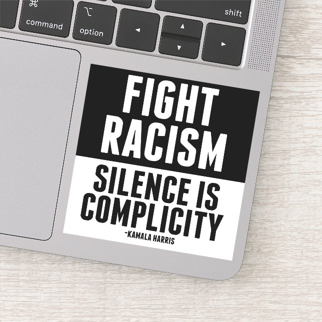Fight Racism Silence is Complicity Classic Round S Sticker (Detail)