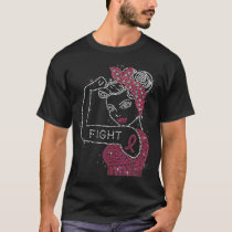 Fight Rosie the Riveter Rhinestone Breast Cancer A T-Shirt