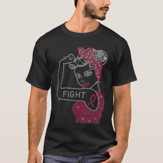 Fight Rosie the Riveter Rhinestone Breast Cancer T-Shirt