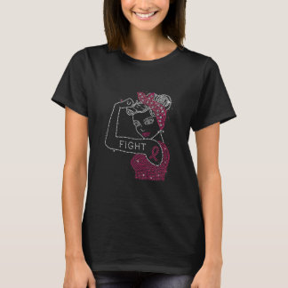Fight Rosie the Riveter Rhinestone Breast Cancer T-Shirt