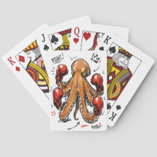 Fight Round 1 Boxing Octopus – Bold Hand-Drawn Poker Cards