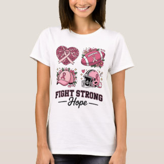 Fight Strong Hope Football Pink Out Breast Cancer T-Shirt