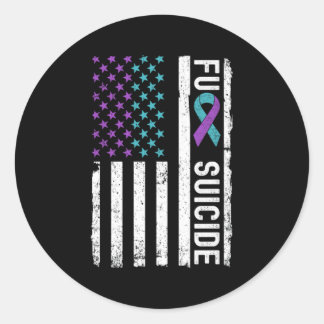Fight Suicide Awareness And Prevention American Fl Classic Round Sticker