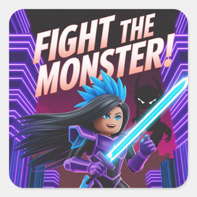Fight the monster  square sticker (Front)