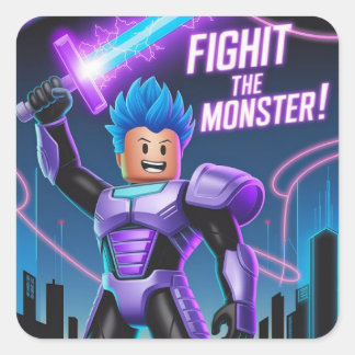 Fight the monster square sticker
