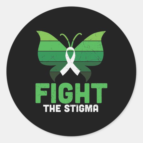 Fight The Stigma Butterfly Mental Health Classic Round Sticker