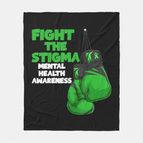 Fight The Stigma Green Ribbon Boxing Mental Health Fleece Blanket