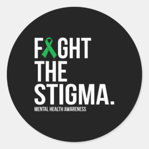 Fight The Stigma Green Ribbon Mental Health Classic Round Sticker