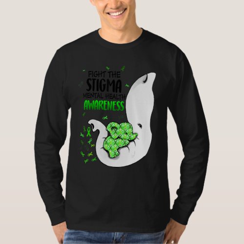 Fight The Stigma Mental Health Awareness Green Rib T_Shirt