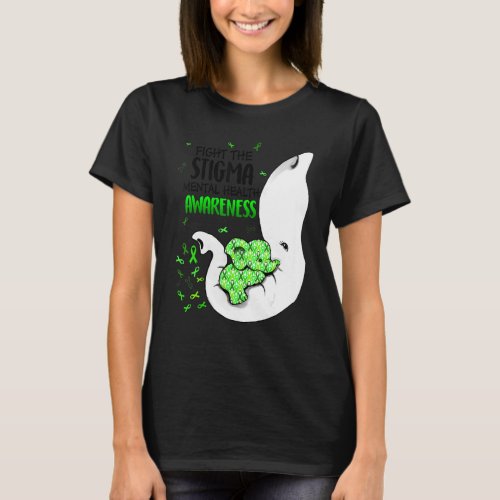 Fight The Stigma Mental Health Awareness Green Rib T_Shirt