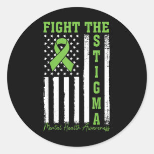 Fight The Stigma Mental Health Awareness Usa Flag Classic Round Sticker