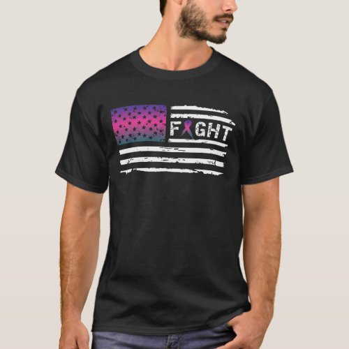 Fight Thyroid Cancer American Flag Vintage T_Shirt