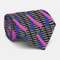 Fight Thyroid Cancer Teal Pink Blue Ribbon Tie