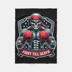 Fight Till Death Skeleton Boxer Hardcore Boxing Fi Fleece Blanket