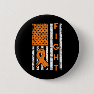 Fight US American Flag Orange Ribbon Leukemia Awar Button