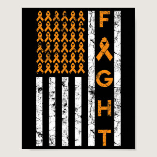 Fight US American Flag Orange Ribbon Leukemia Awar Poster