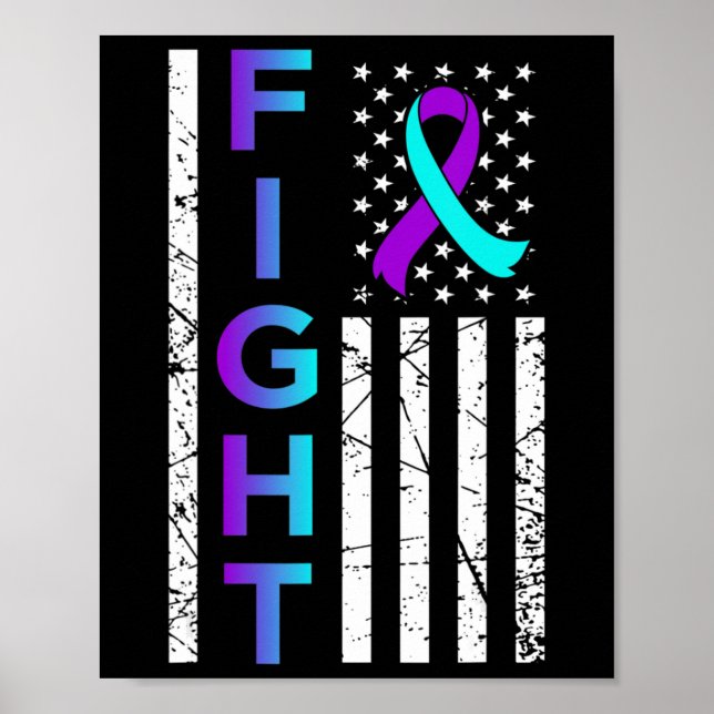 Fight USA Flag Happy Suicide Awareness Support Gra Poster (Front)