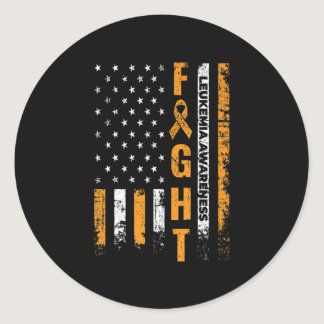 Fight USA Flag Leukemia Awareness Cancer Survivor  Classic Round Sticker