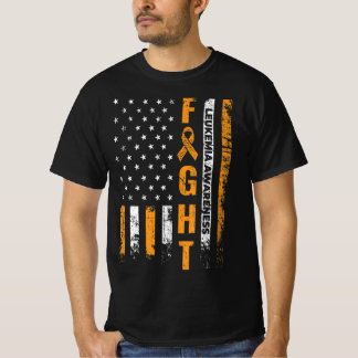 Fight USA Flag Leukemia Awareness Cancer Survivor  T-Shirt