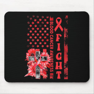 Fight USA Flag Sunflower Christian Blood Cancer Aw Mouse Pad