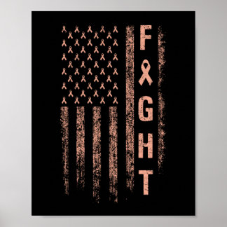 Fight Uterine American Flag Cancer Awareness Poster