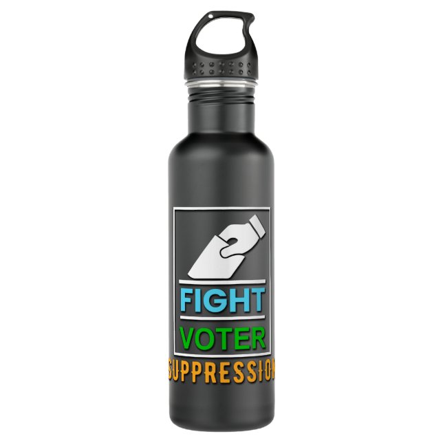 Fight Voter Suppression - Election Design Stainless Steel Water Bottle (Front)