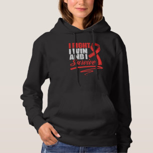 Fight Win Stroke Survivor Red Ribbon Stroke Awaren Hoodie