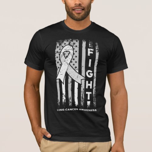 Fight with lung cancer awareness with USA Flag  T_Shirt