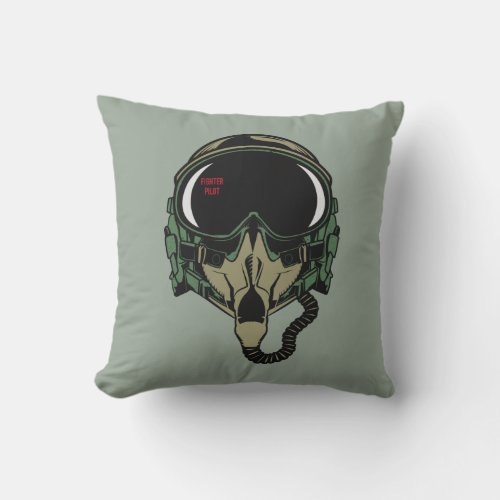 Fighter Air force Pilot Helmet Oxygen mask Throw Pillow