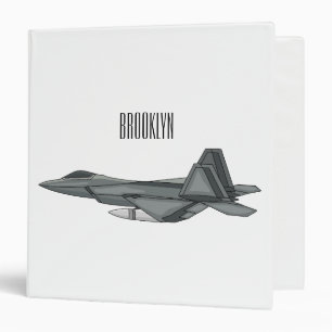 Fighter aircraft cartoon illustration 3 ring binder