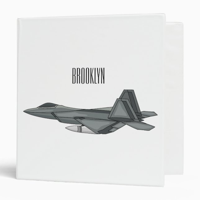 Fighter aircraft cartoon illustration 3 ring binder (Front/Inside)