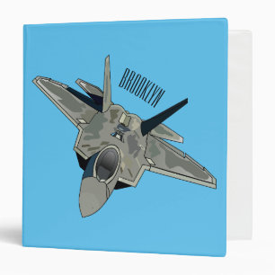 Fighter aircraft cartoon illustration 3 ring binder