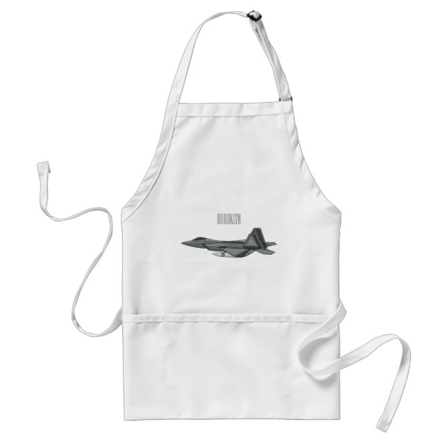 Fighter aircraft cartoon illustration adult apron (Front)