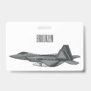 Fighter aircraft cartoon illustration badge