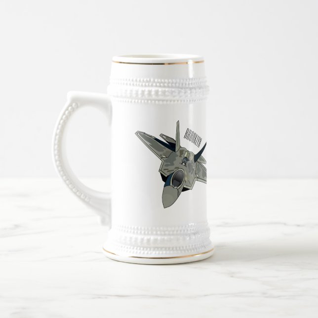 Fighter aircraft cartoon illustration beer stein (Left)