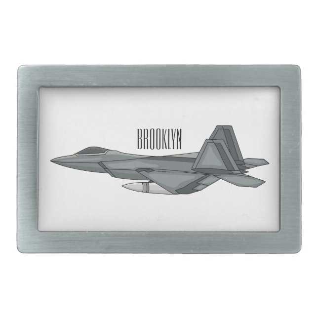 Fighter aircraft cartoon illustration belt buckle (Front)